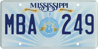 MS license plate MBA249