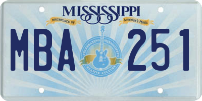 MS license plate MBA251