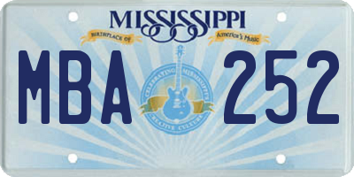 MS license plate MBA252
