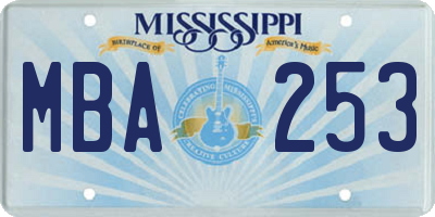 MS license plate MBA253
