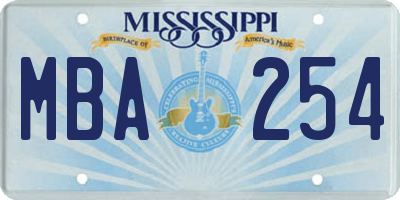 MS license plate MBA254