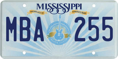 MS license plate MBA255