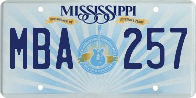 MS license plate MBA257