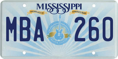 MS license plate MBA260