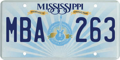 MS license plate MBA263