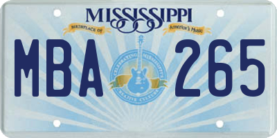 MS license plate MBA265