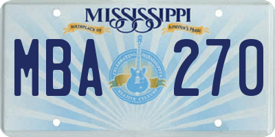 MS license plate MBA270