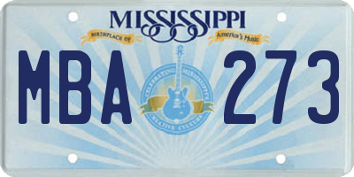 MS license plate MBA273