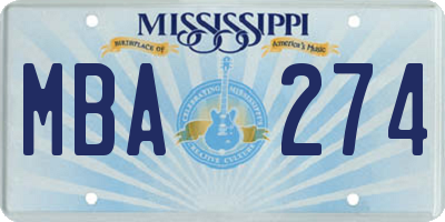 MS license plate MBA274