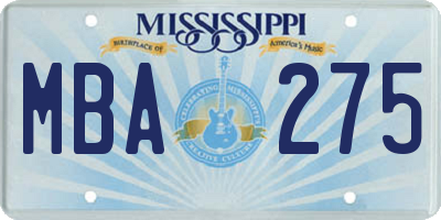 MS license plate MBA275