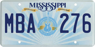 MS license plate MBA276