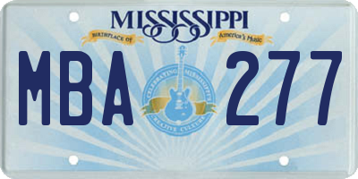 MS license plate MBA277