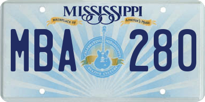 MS license plate MBA280