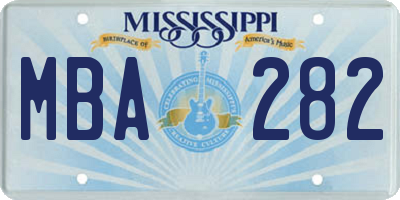 MS license plate MBA282