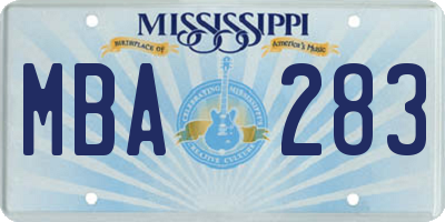 MS license plate MBA283