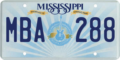 MS license plate MBA288