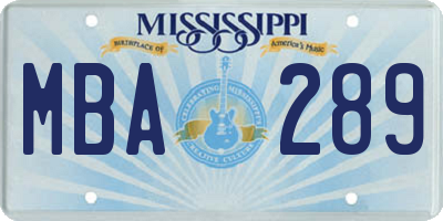 MS license plate MBA289