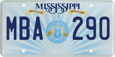 MS license plate MBA290