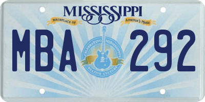 MS license plate MBA292