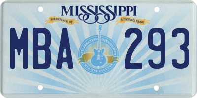 MS license plate MBA293