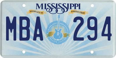 MS license plate MBA294