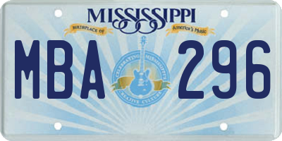 MS license plate MBA296