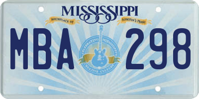MS license plate MBA298