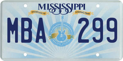 MS license plate MBA299