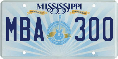 MS license plate MBA300
