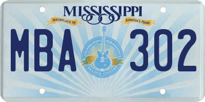 MS license plate MBA302