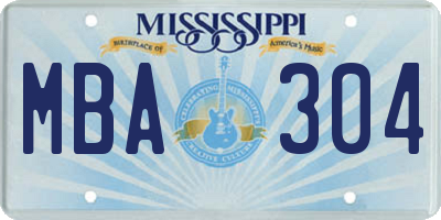 MS license plate MBA304