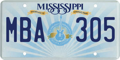 MS license plate MBA305
