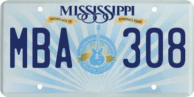 MS license plate MBA308