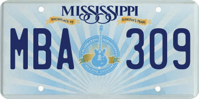 MS license plate MBA309