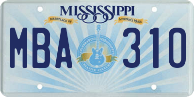 MS license plate MBA310