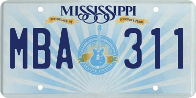 MS license plate MBA311