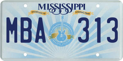 MS license plate MBA313