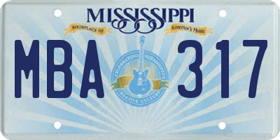 MS license plate MBA317