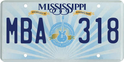 MS license plate MBA318