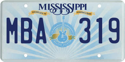 MS license plate MBA319