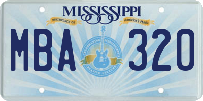MS license plate MBA320