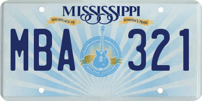 MS license plate MBA321