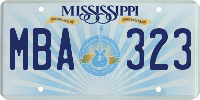 MS license plate MBA323