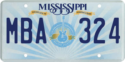 MS license plate MBA324