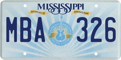 MS license plate MBA326