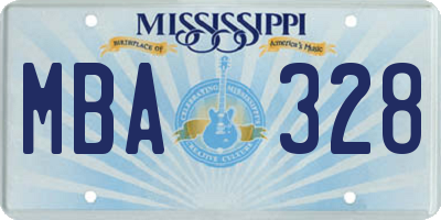 MS license plate MBA328