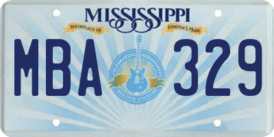 MS license plate MBA329