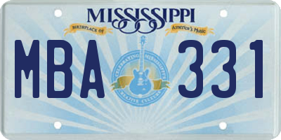 MS license plate MBA331