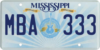 MS license plate MBA333