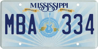 MS license plate MBA334